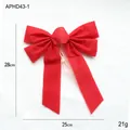 Large red velvet Christmas bow ornament with gold tie, measuring 25x28cm for tree decor - Red Suede Bow