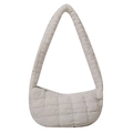 Off-white quilted cloud hobo bag in soft nylon featuring a chic crescent shape - White