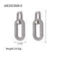 Silberne Vintage-Ohrringe aus 18K Edelstahl mit strukturierten ovalen Gliederanhängern - Silber (JDE2023588-S)