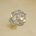 Anillo de acero inoxidable plateado trenzado con microperlas y diseño abierto ajustable - Abierto Ajustable / Color Acero