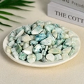 Mix of polished natural green and white quartz crystals on a white ceramic plate - Phoenix Stone (9-12mm) 100g
