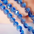 Faceted 10mm deep blue crystal heart beads for DIY jewelry making and crafts - Medium Blue & White