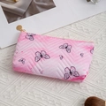 Pink gradient cosmetic bag with butterfly pattern and diamond quilted texture - Pink White Butterfly / Small (18.5x12cm)