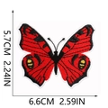 Detail view of red butterfly embroidery patch with precise size measurements 5.7x6.6 cm - Red Black Butterfly (C19HD-12-14)