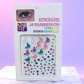 3D body and nail stickers with colorful butterflies and rhinestones on marble surface - 12 Butterflies Rainbow