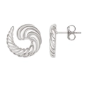 Silver twisted rope style stud earrings with spiral texture and butterfly backing - Spiral Studs (E3294) / Silver Stud Earrings