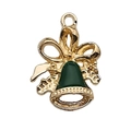 Ciondolo a campana di Natale smaltato verde con fiocco dorato per gioielli fai-da-te - Campana Verde (12257) / 1 Pezzo (15x21mm) / Verde