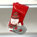Detail van kerstsok met lovertjes boord en 3D sneeuwpop figuur als decoratie - Klassieke Sok-Sneeuwpop
