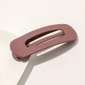 Detail of matte Morandi purple hair clip featuring a hollow geometric rectangular design - Matte Hair Clip Large - Bean Paste Pink
