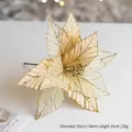 Champagne gold velvet and mesh Christmas poinsettia flower with glitter, 25cm diameter - Diameter 25cm (Stem 15cm) / Gold