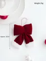 Fiocco di Natale in velluto rosso con bordo in peluche bianco ornamento 15cm - Fiocco Piccolo / Circa 15cm