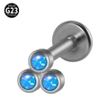 G23 titanium labret stud featuring a triangular arrangement of blue opal stones - G23 Titanium 1.2*6mm / Style 1-Dark Blue Opal (OP05)