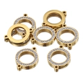 Gouden roestvrijstalen ronde hanger met zirkonia stenen voor doe-het-zelf sieraden maken - Goud