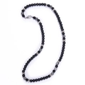 Detail of vintage necklace with black matte beads and grey marble stones on white background - Map Stone + Matte Stone Necklace