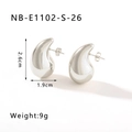Silver hollow teardrop titanium steel earrings with 2.6cm height and 1.9cm width - 26mm / Hand Polished / Hollow / Steel