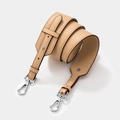 Adjustable light brown pebble grain leather shoulder strap with silver lobster clasps - Silver Clasp / Apricot