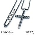 Pendentif croix argenté vintage avec motif épi et chaîne box de 670mm pour homme hip hop - Noir de Fusil (Grand)