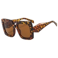Fashionable oversized square tortoise shell sunglasses with translucent brown lenses - Tortoiseshell C04