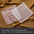 Transparent 100-slot acrylic magnetic storage box for nail art gems and jewelry charms - 100 Grids
