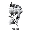 Waterproof temporary tattoo sticker with black and white floral portrait design TH-295 - Th-295 / 210*148mm