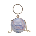 Spherical evening bag with blue and red marble texture and rhinestone ring handle - Multicolor Marble