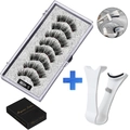 5 Pairs Magnetic Eyelash Set with Silver Glitter Case and Applicator Tool MB8K-5 - Natural Long Style With White Clip (MB8K-5)