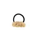 Black elastic hair tie with irregular textured gold alloy metal charm minimalist style - Liquid Twist 5cm / Gold