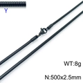 2,5 mm zwarte roestvrijstalen slangenketting met karabijnsluiting, 500 mm lengte - Zwart 2.5mmx500mm(KN203768-Z)
