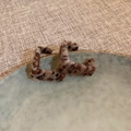 Schicke Herz-Ohrstecker mit Leopardenmuster, Goldplattierung und Silbernadeln - Plüsch-Creolen-Stil (14#) / Kaffee Leopard