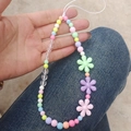 Handgemaakte kralen telefoonkoord met macaron bloemen en acryl kralen voor tassen - Macaron Serie Nr. 2