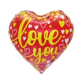 Red heart-shaped foil balloon with yellow Love You text for Valentine decoration - 18 Inch Heart Pink Gradient Love TX011