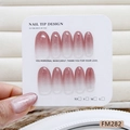 Pink gradient cat-eye handmade press-on nails set with long oval shape in size S - Plum Gradient Cat Eye (XS)