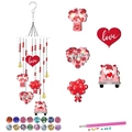 DIY Valentine's Day wind chime kit with heart charms, pink car, and crystal diamonds - Balloon Gnome Car Style
