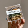 Jar of 50 multi-colored strong elastic braided hair bands for durable high ponytails - 5# Dark Ribbed 50 Pcs