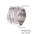 Anello intrecciato multistrato in acciaio al titanio argento con pavé di diamanti cechi - US 6 / Color Acciaio