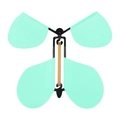 Mechanical wind-up flying butterfly toy with light green wings and rubber band power - Green