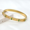 Star of David 18k gold plated stainless steel bracelet with emerald cut green stones - Gold Rectangular Green Stone