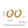 Polished golden titanium steel hoop earrings featuring 16mm outer diameter and minimalist style - 3.0*10mm / Gold