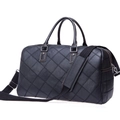 Bolso de viaje de cuero acolchado negro con asas dobles y correa de hombro ajustable - Grande / Negro