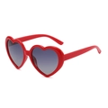Bright red heart-shaped polarized sunglasses with grey gradient lenses for women - Red Frame Double Gray Lens Polarized