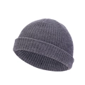 Detailed close-up of dark grey knitted beanie showing fine stitch texture and rolled cuff - One Size / Dark Gray