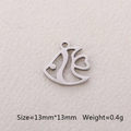 Detailed macro view of 13mm silver stainless steel fish charm with hollow heart design - Hollow Fish / Steel