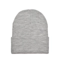 Classic gray knit beanie cap for adults with a thick cuffed edge for winter warmth - Kids / Gray