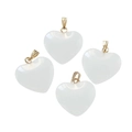 Quattro ciondoli a cuore in cristallo bianco traslucido con chiusure in oro lucido - Bianco Solido (2 pz/confezione)
