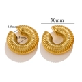Chunky gold titanium steel hoops with vintage spiral texture and 30mm diameter - 1 Piece / Gold-Ribbed