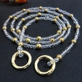DIY crossbody shoulder strap with gold beads and clear crystals for phone cases - 31cm / Gold (Gold Plated Crystal Chain)