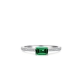 Elegante anello in argento 925 con gemma verde taglio smeraldo e piccoli diamanti - US 5 / Stile Zirconia Verde Argento (CBJZ178)