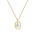 Detailed view of a gold S925 sterling silver rectangular hollow pendant with letter B - 18k Gold【B】