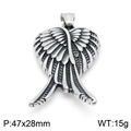 Détails du pendentif coeur ailé celtique en argent montrant les dimensions 47x28mm - Coeur Ailé (Pendentif Unique Style 16)