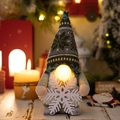 Christmas gnome doll with green knit hat, snowflake pattern and glowing nose decoration - Lighted Dark Green Nose Gnome - Female (Battery Not Included)